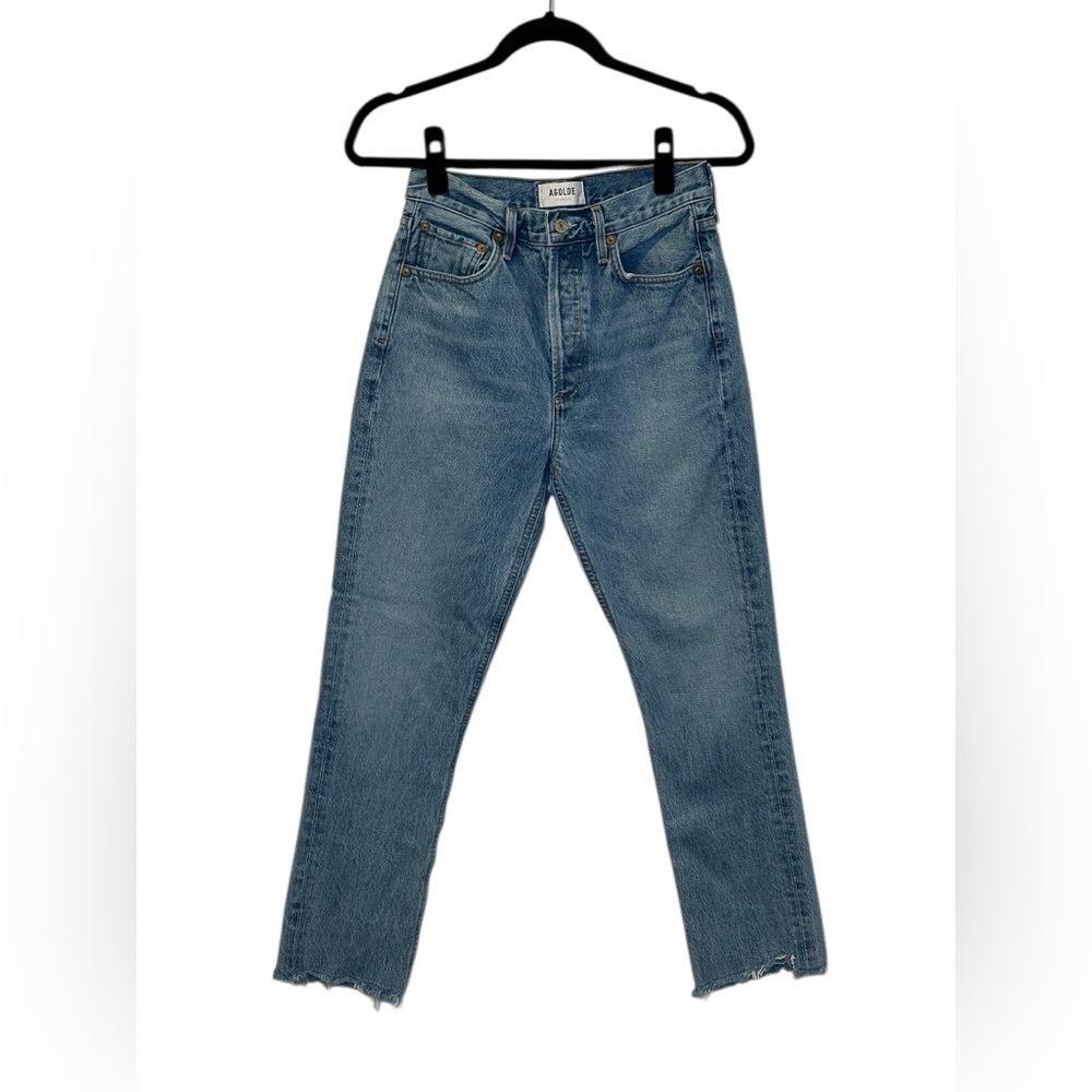 Agolde Riley high rise raw hem button up Denim Jeans size 25